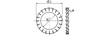DIN 6798 A (ГОСТ 10463-81) Шайба стопорная с упругими зубцами, форма А (внешние зубцы)